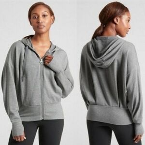 Athleta Gray Balance Zip Up Hooded Sweatshirt